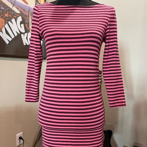 H&M Women's Basic Striped Heather & Pink Tunic/Dress - Picture 1 of 3